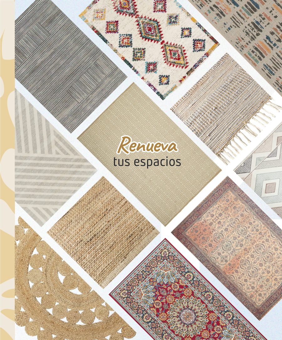 Moodboard Sodimac con diferentes alfombras para renovar tus espacios.